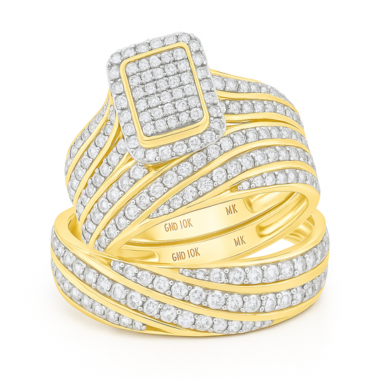 10K Yellow Gold Diamond Trio Set Ring / Stone: 3/4 CTW / Size: 7 & 10 / 196094