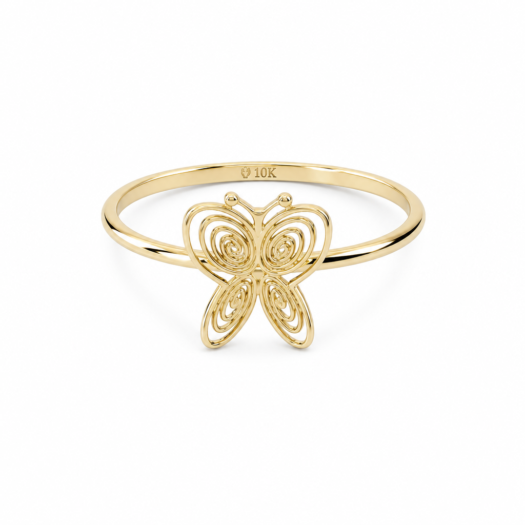 10K Yellow Gold Butterfly Women's Ring / Size: 7 / Weight: 0.9 GR / DQWR0BT-3