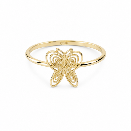 10K Yellow Gold Butterfly Women's Ring / Size: 7 / Weight: 0.9 GR / DQWR0BT-3