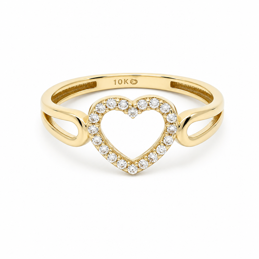 10K Yellow Gold Heart Women's Ring / Size: 8 / Weight: 1.3 GR / P03R-2429
