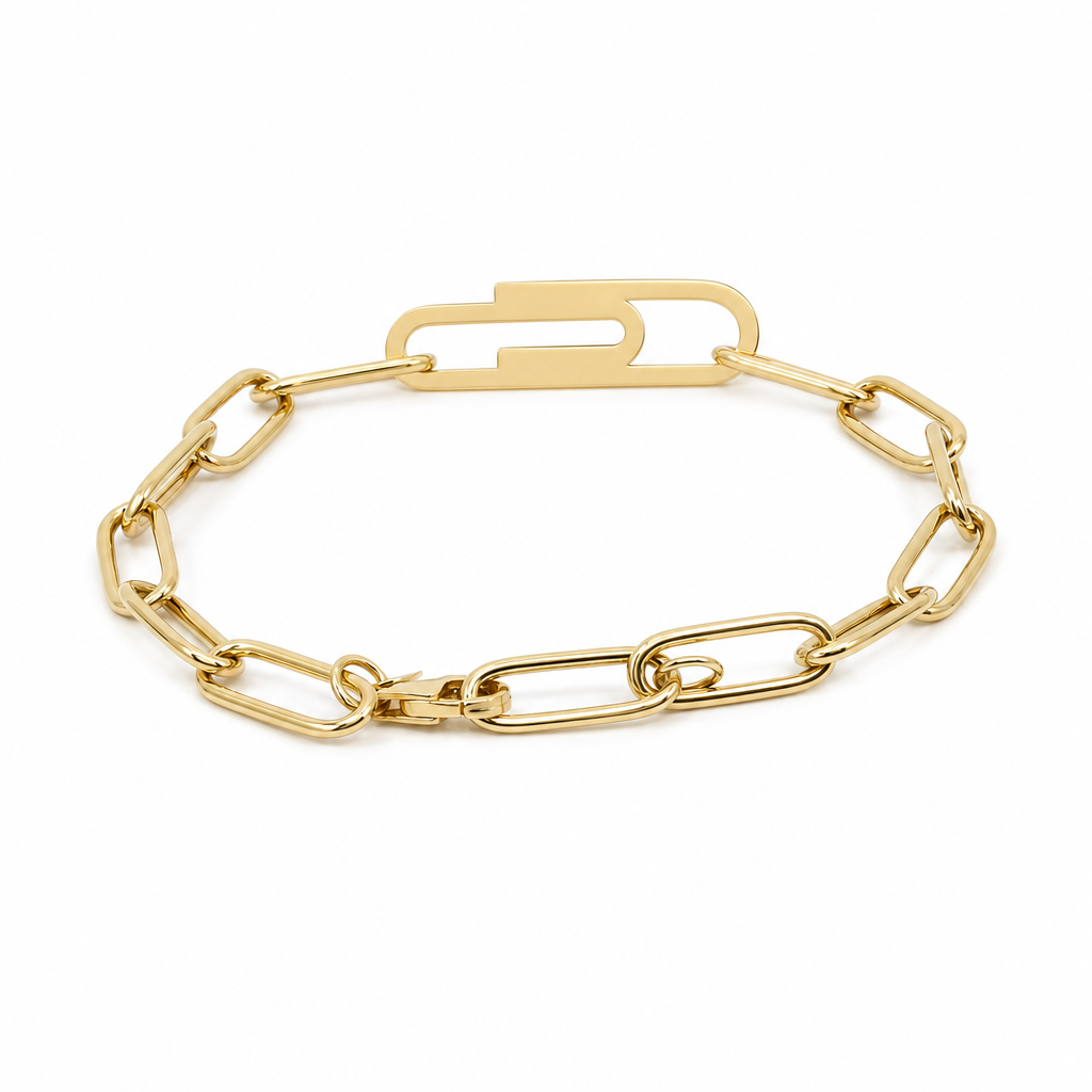 14K Yellow Gold Paper Clips Women's Bracelet / Size: 7.5'' / Weight: 3.3 GR / CXWB4PC-7.5