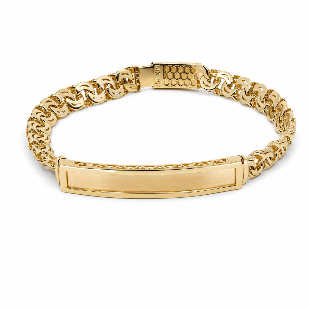 14K Yellow Gold Chinese Link ID Bracelet / Size: 7mm 8" / Weight: 10.6 GR / SFEEMB4CH7-8