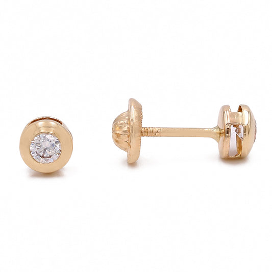 14k Yellow Gold Stud Earrings With Cz / 6-196801PS2