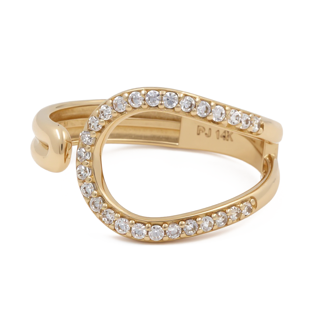 14K Yellow Gold Fashion Women's Ring with White Cz / Size: 8 / Weight: 2 GR / DQWR4FS-45
