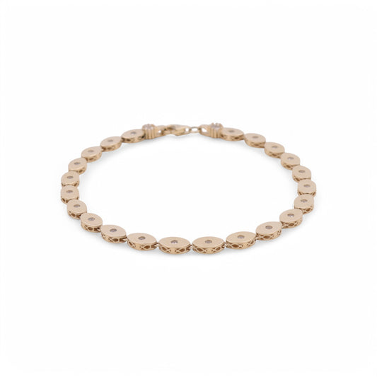 14K Yellow Gold Fashion Women's Bracelet with Cz / Size: 7" / Weight: 5.1GR / DPWB4FS-3