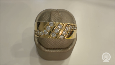 14K Yellow Gold Men’s Wedding Band / Stone: Cz / Size: 10 / Weight: 3.3gr / KEEMWB4BS-46