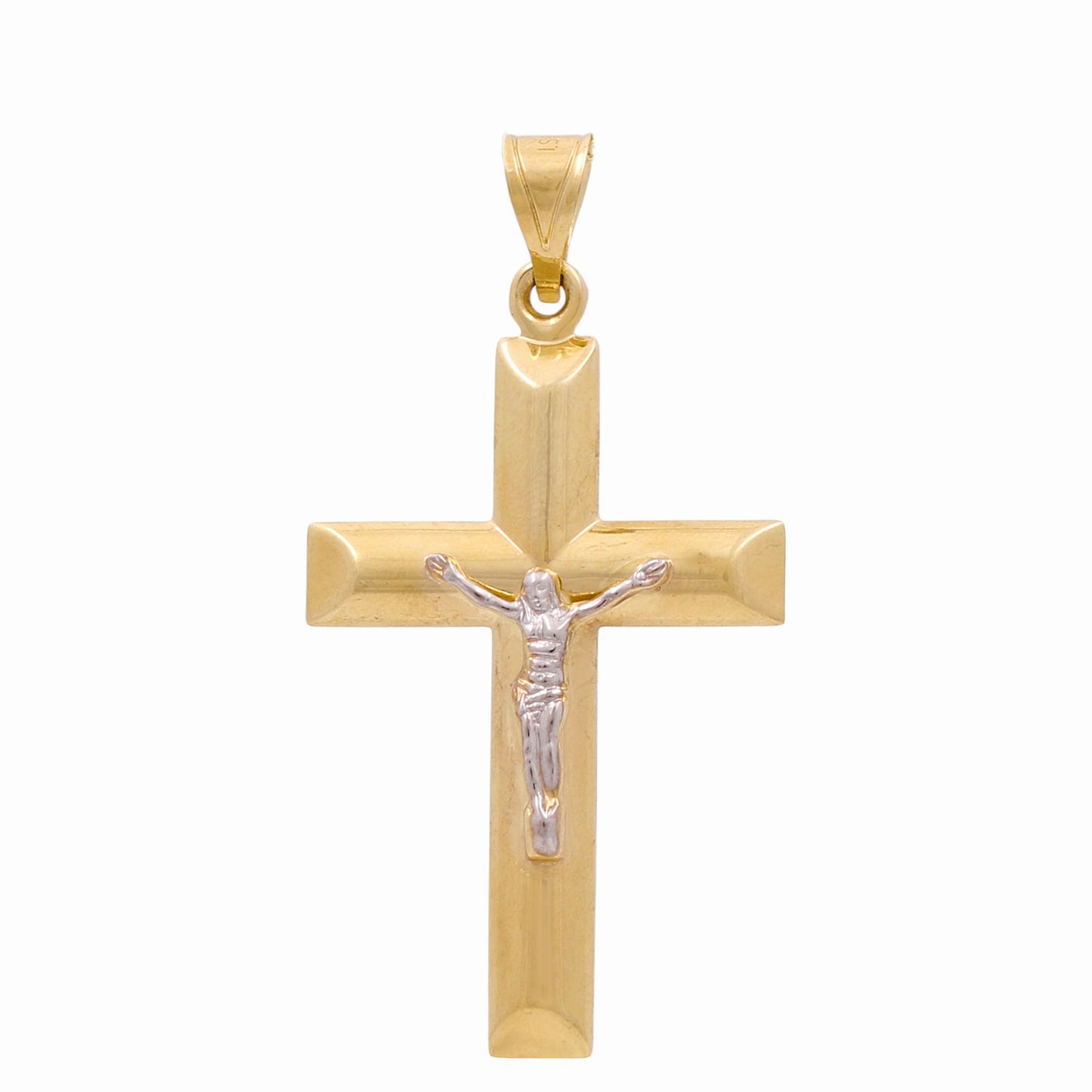 10K Yellow and White Gold Cross with Christ Pendant / Weight: 5.6 GR