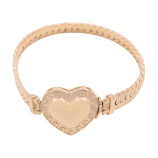 14K Yellow Gold Fashion Women's Bracelet with Heart / CZ / Size: 7” / Weight: 12.7GR / DPWB4HR