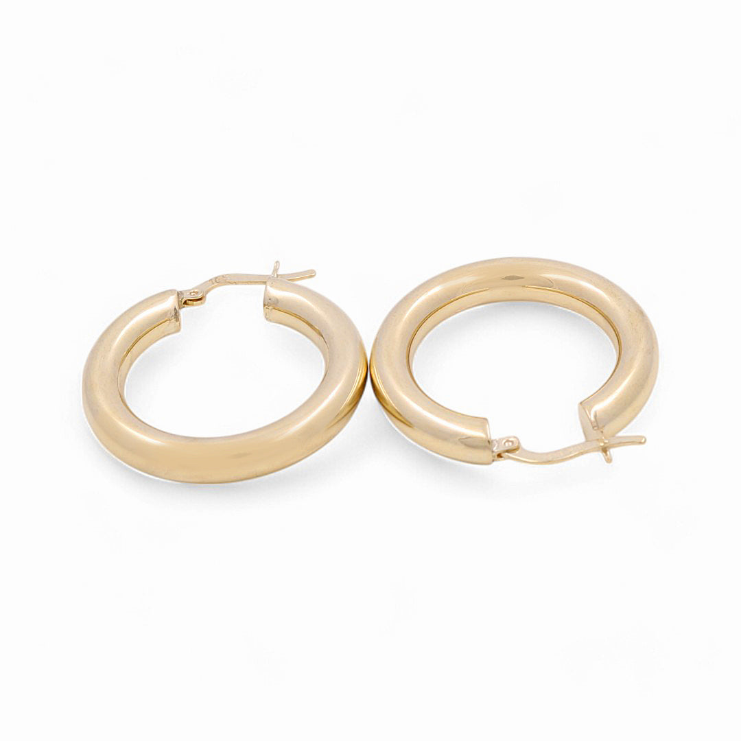 10K Yellow Gold Plane Hoops Earrings / Size: 5mm X 20.5mm / Weight: 3.9 GR / KOEH0PL5x20.5