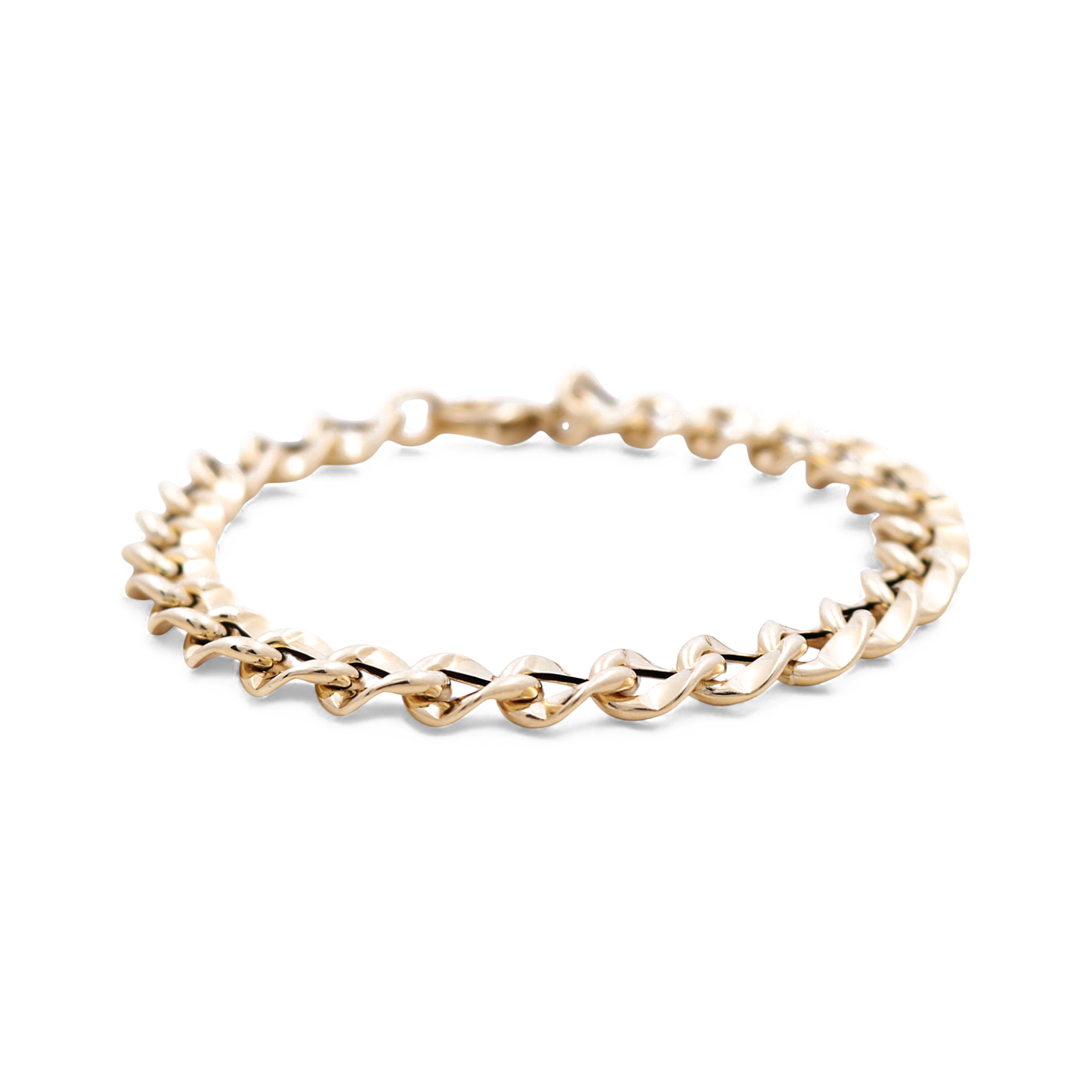 14K Yellow Gold Semisolid Fashion Bracelet / Size: 8mm 8" / Weight: 5.4 GR / ICMB4FS