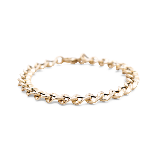14K Yellow Gold Semisolid Fashion Bracelet / Size: 8mm 8" / Weight: 5.4 GR / ICMB4FS
