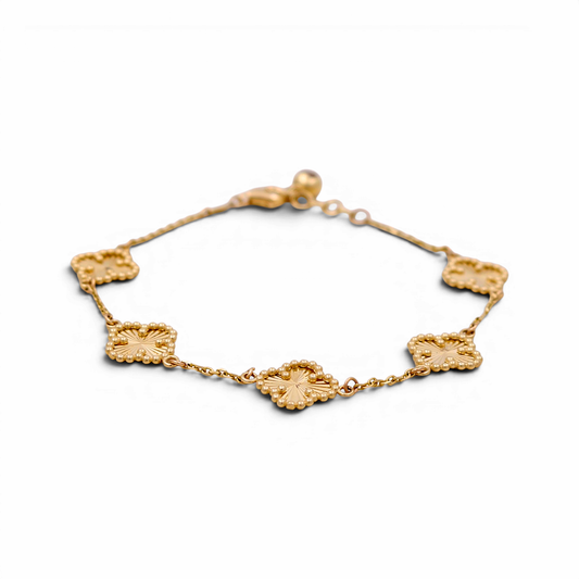 14K Yellow Gold Five Clover Women's Bracelet / Size: 7" 11MM / Weight: 5.2 GR / DOWB4CLV-4