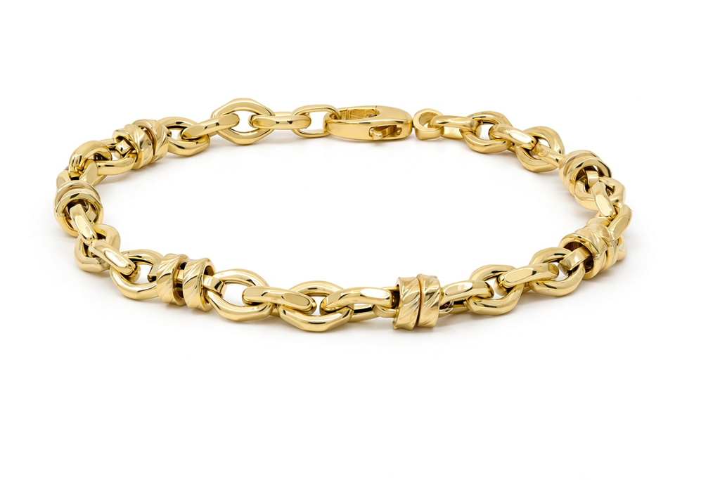10K Yellow Gold Semisolid Italian Link Bracelet / Size: 7.5" / Weight: 5.3 GR / 170MR547BR