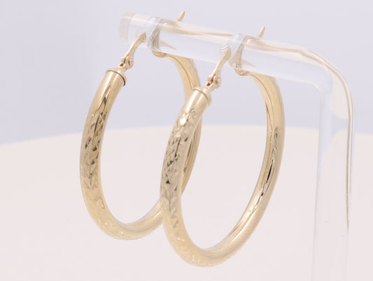 CCEH4DC3x25 14k C Size 3mm x 25mm Weight 2.3gr Earring Hoops with Diamond Cut