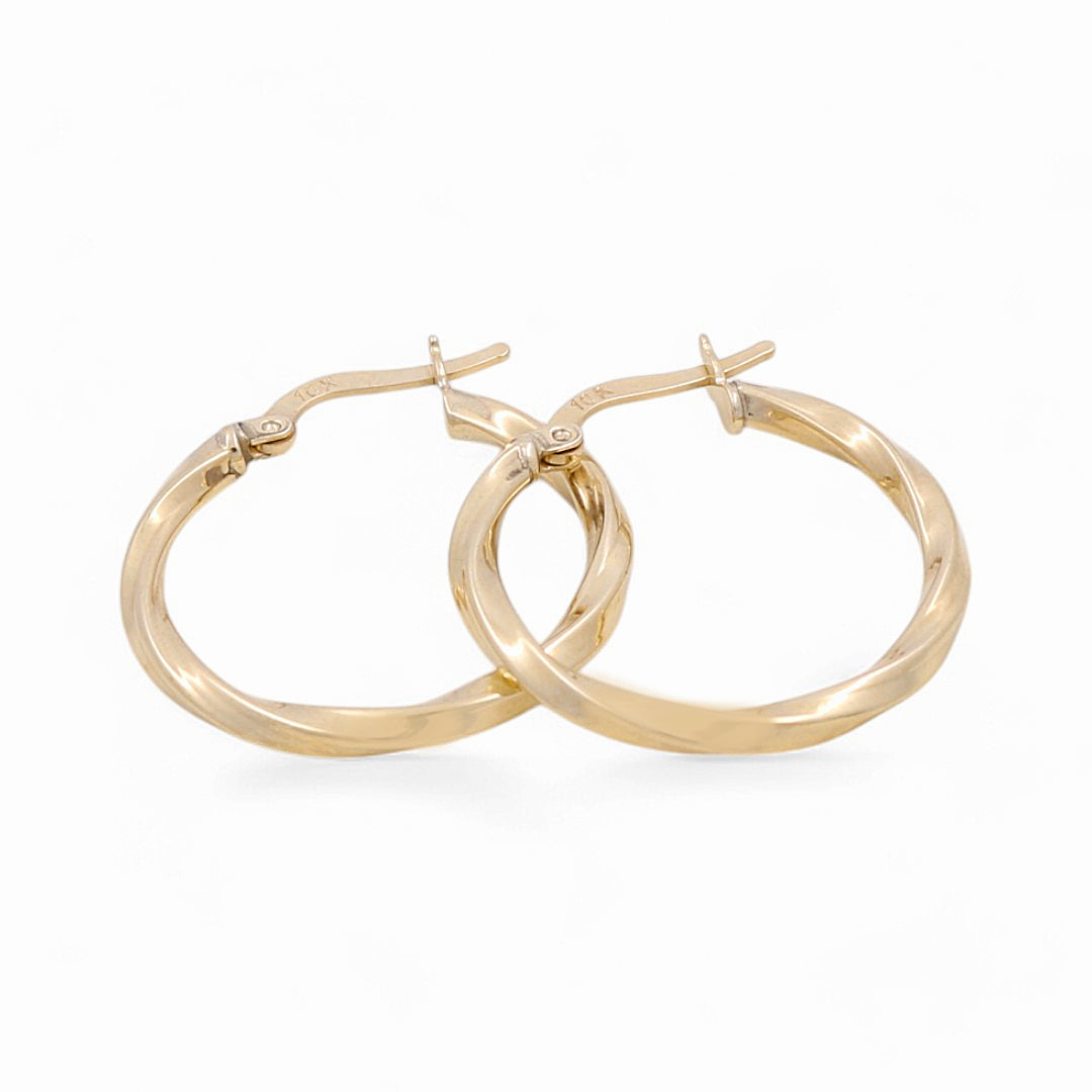 10K Yellow Gold Twist Hoops Earrings / Size: 2.5mm X 21mm / Weight: 1.7 GR / KOEH0TR 2.5x21