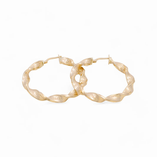 Aros de oro amarillo de 14 quilates con diseño de aros griegos / Tamaño: 5 mm x 34 mm / Peso: 4,9 gr / KOEH4TRGR5x34