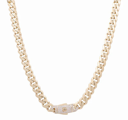 14K Yellow Gold Monaco Semisolid Chain / Stone: Cz / Size: 9mm 18" / Weight: 28.9 GR / DOCH4MON9-18
