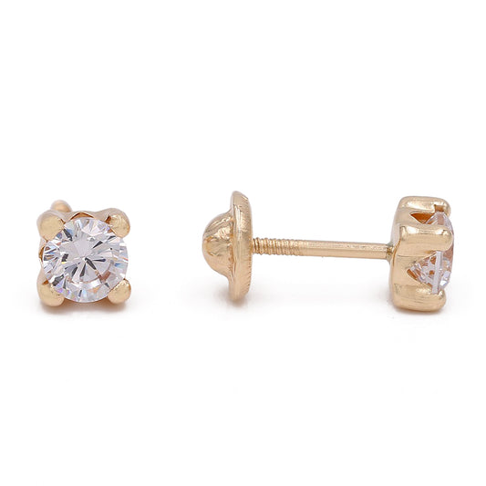 14k Yellow Gold Stud Earrings With Cz / 6-628201PS