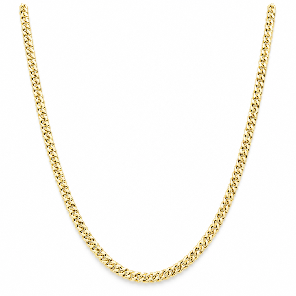 14K Yellow Gold Semisolid Cuban Link Chain / Size: 4mm 24" / Weight: 7 GR / HCEECH4CL4-24