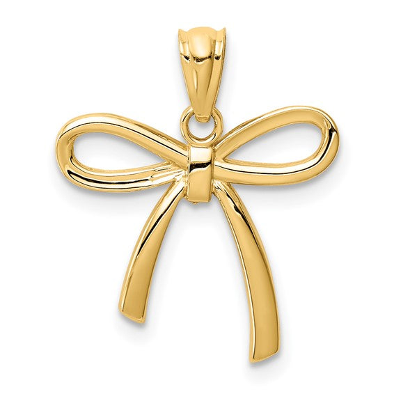 14K Yellow Gold Small Ribbon Bow Pendant  / Weight: 0.6gr / YC1258