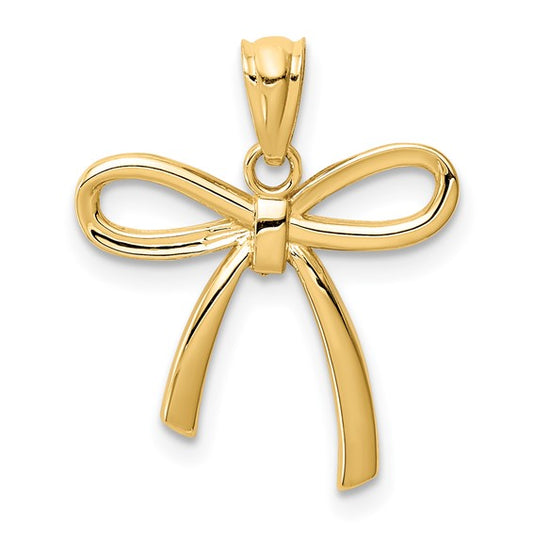 14K Yellow Gold Small Ribbon Bow Pendant  / Weight: 0.6 GR / YC1258