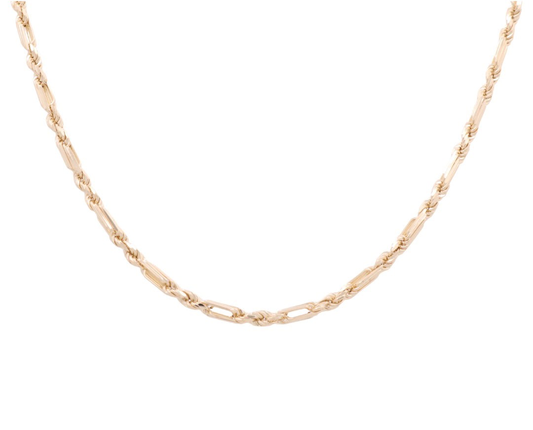 14K Yellow Gold Solid Figaro Rope Chain / Size: 4MM 20” / Weight: 20.6 GR / CSCH4FP