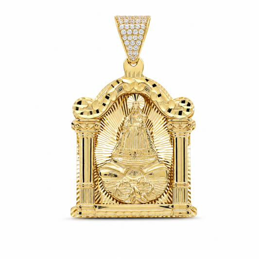 10K Yellow Gold Virgen de la Caridad Pendant with Cz / Size: 35 MM / Weight: 13.1 GR / MGPD0VC