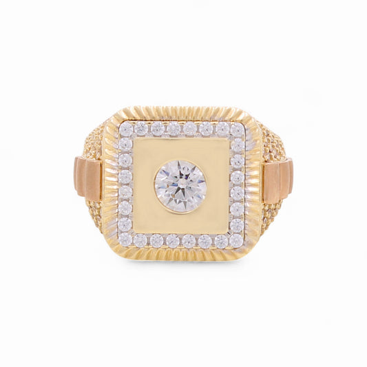 14K Yellow and Rose Gold Men’s Fashion Ring / Stone: Cz / Size 9.5 / Weight: 9.7 GR / COMRTT4FS-2