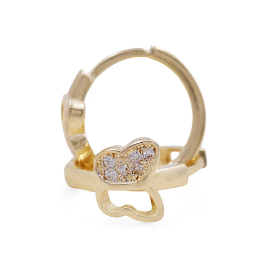 14K Yellow Gold Butterfly Hoops Earrings with Cz / Weight: 1.8gr / COEH4BF