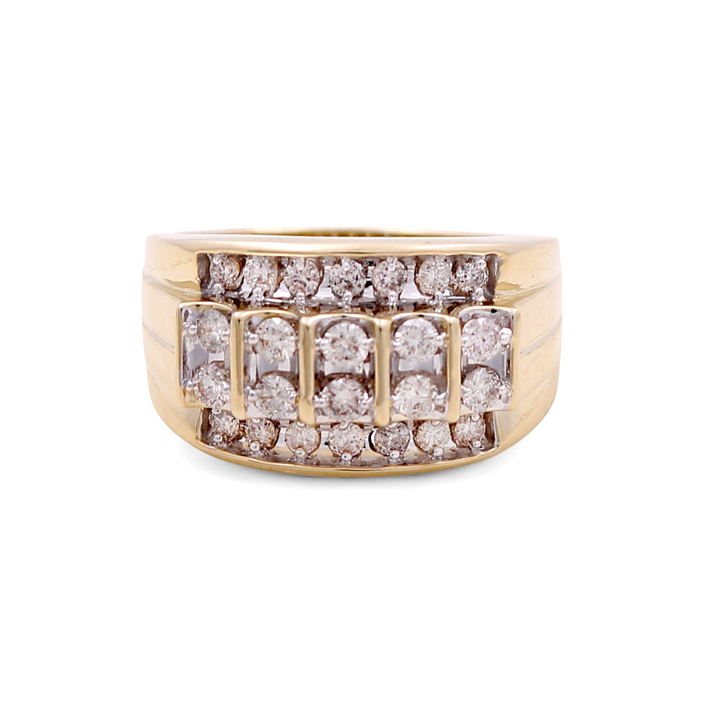10K Yellow Gold Diamond Men's Ring / Stone: 1.00CT / Size: 10 / 78101Y