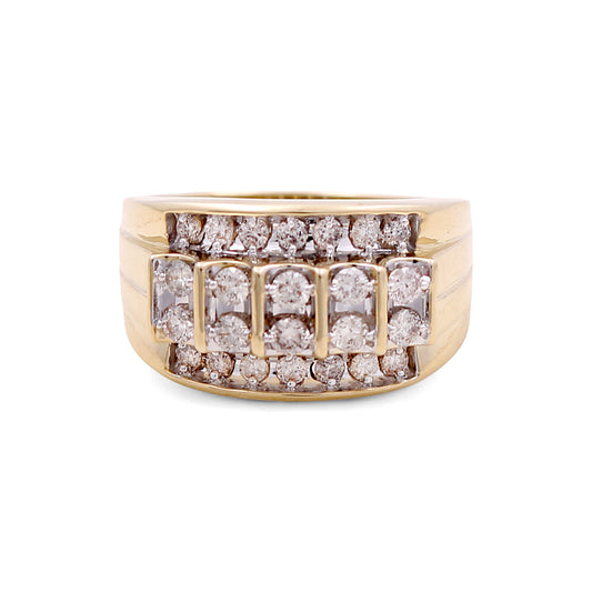 10K Yellow Gold Diamond Men's Ring / Stone: 1.00CT / Size: 10 / 78101Y