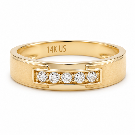 14K Yellow Gold Men's Wedding Band / Stone: Cz / Size: 10 / Weight: 2.8 GR