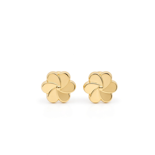 14K Yellow Gold Flower Stud Earrings / 6-246101P