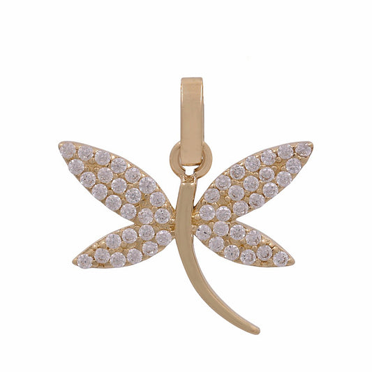 14K Yellow Gold Dragonfly Pendant / CZ / Weight: 1 GR / DPPD4DF