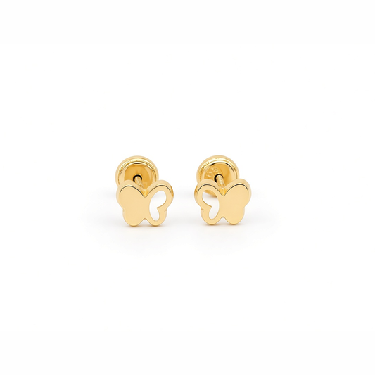 14K Yellow Gold Fashion Butterfly Stud Earrings / 6-241801P