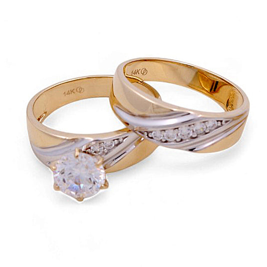 14K Yellow and White Gold Woman’s Bridal Set / Stone: Cz / Size: 6.5 / Weight: 5.6GR / KEEWR4BS-6