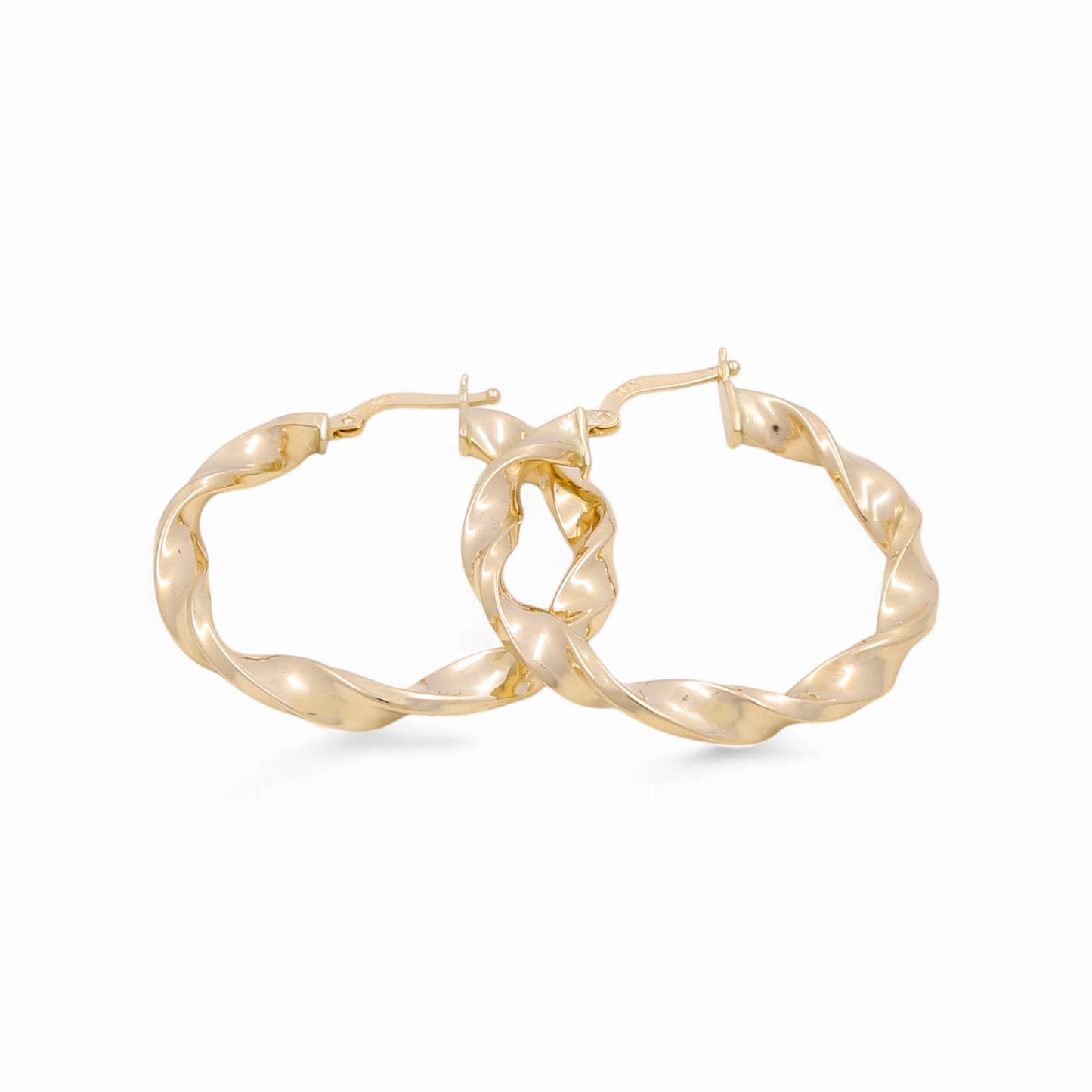 14K Yellow Gold Twist Hoops Earrings / Size: 4mm X 28mm / Weight: 3.6 GR / KOEH4TR4x28