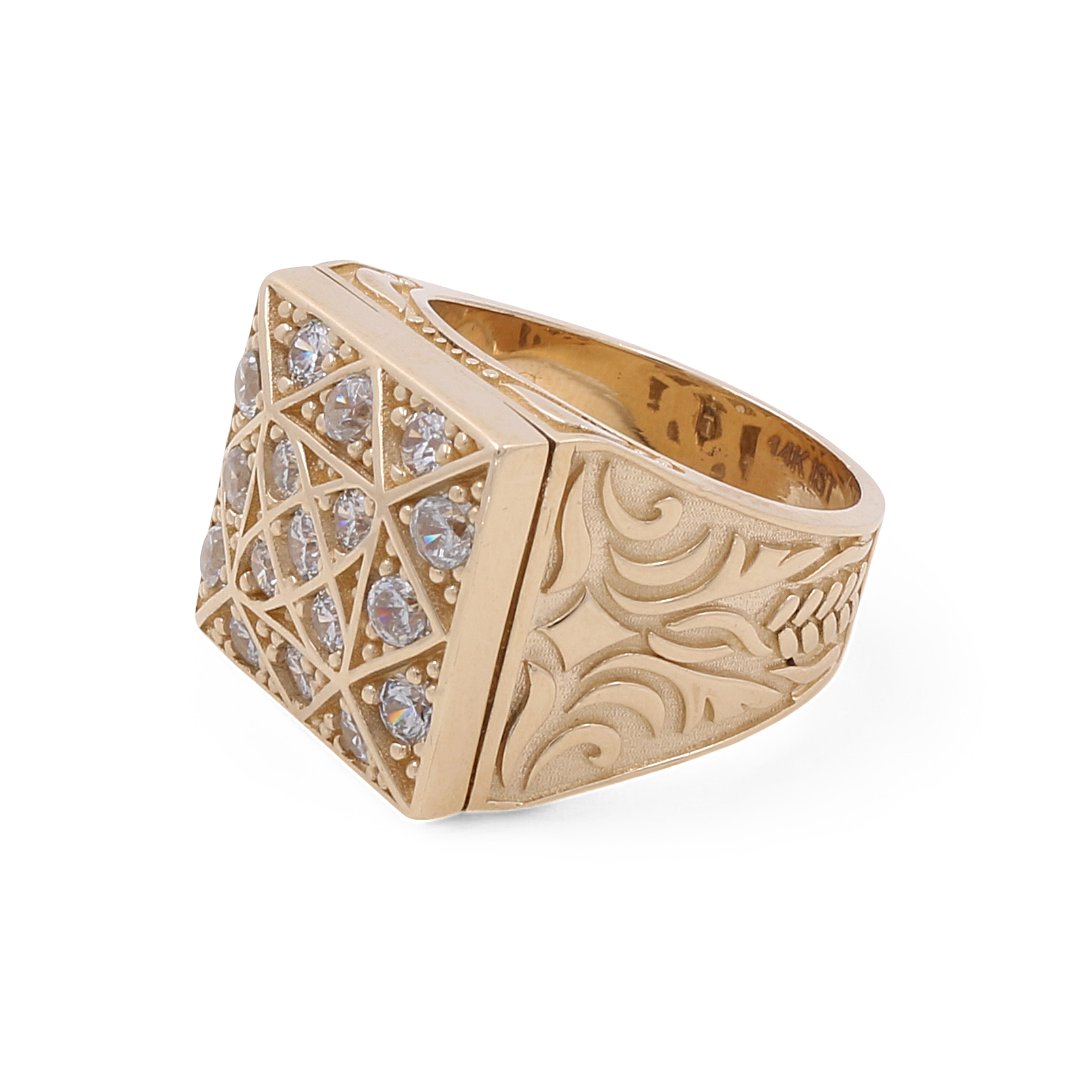 Anillo de moda para hombre en oro amarillo de 14 quilates / Tamaño: 10,5 / Peso: 19,1 g / COMR4FS-15