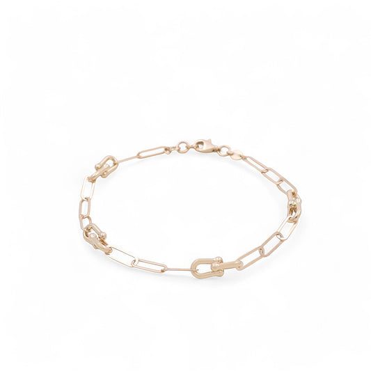 14K Yellow Gold Fancy Bracelet with Paper Clip Link / Size: 7.5" / Weight: 3.4 GR / CCWB4PC