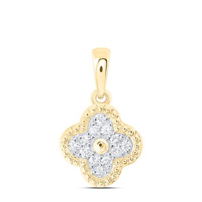 18K Yellow Gold Women's Clover Pendant with Diamonds