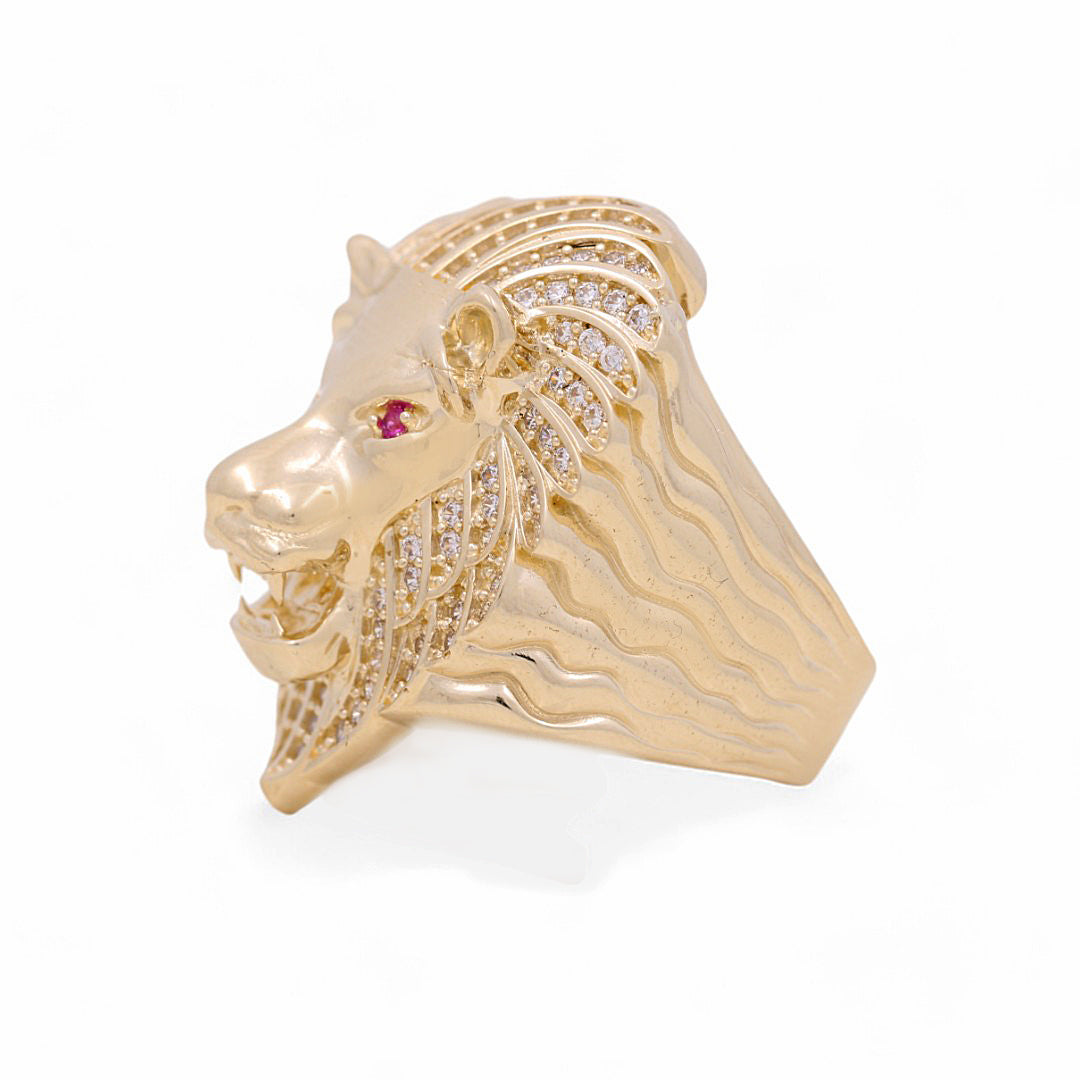 10K Yellow Gold Men’s Lion Head Ring / Size 10.5 / CZ / Weight: 13.0 GR / COMR0FS