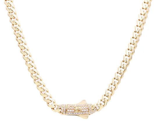 10K Yellow Gold Monaco Link Chain / CZ / Size 7mm 18” / Weight: 22.3 GR / COCH0MON7-18