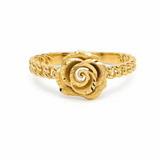 14K Yellow Gold Rose Women's Ring / Size: 7 / Weight: 2.2 GR / DQWR4FL-11