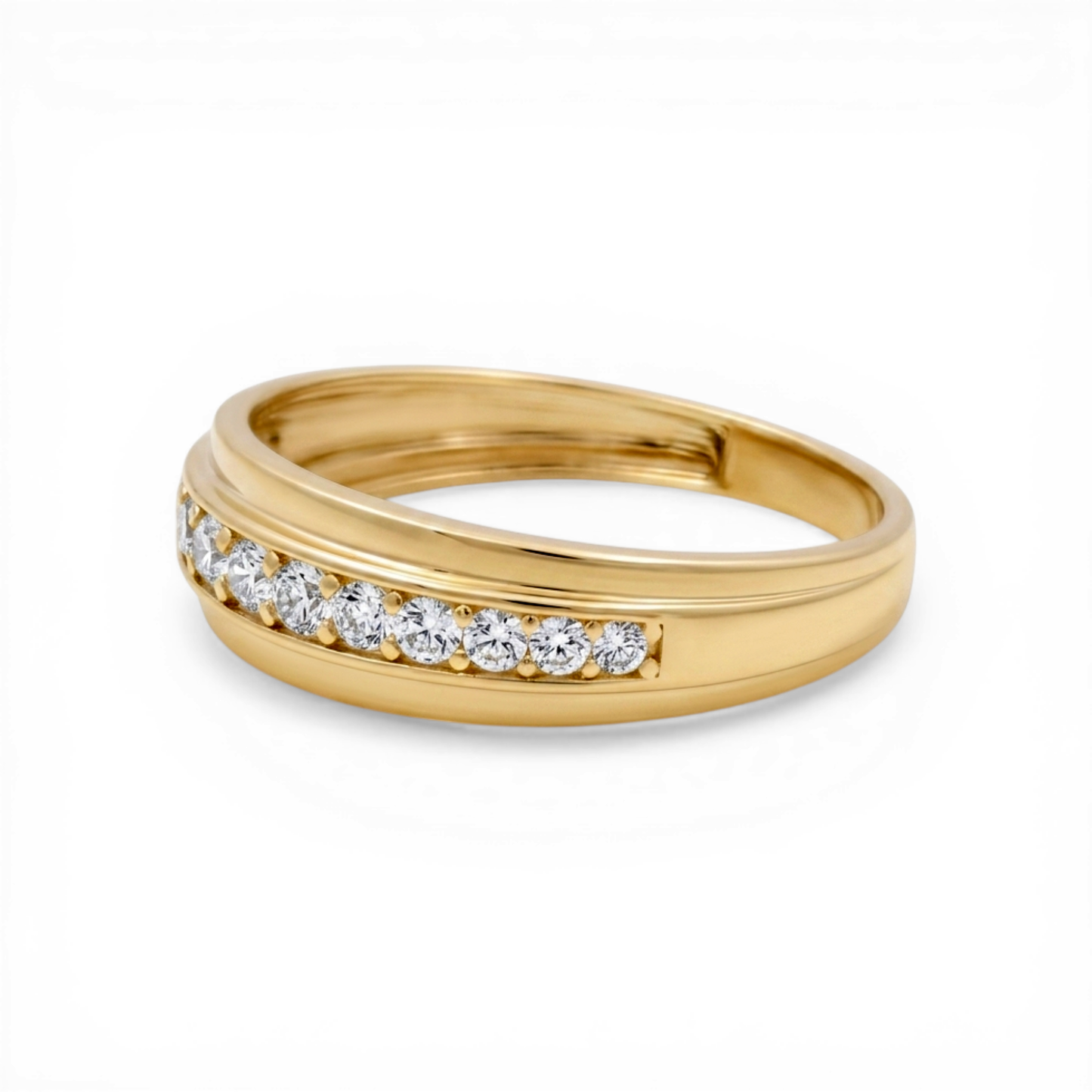 10K Yellow Gold Men’s Wedding Band with Cz / Size: 12 / Weight: 3.6 GR / CLBMWB0BS-5