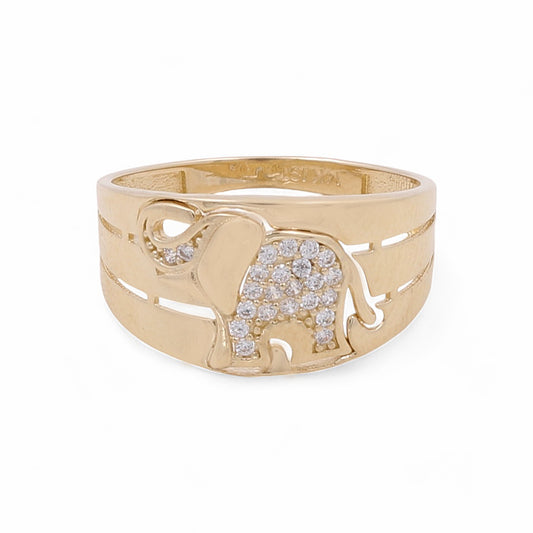 14K Yellow Gold Elephant Women's Ring / CZ / Size: 8 / COWR4HP