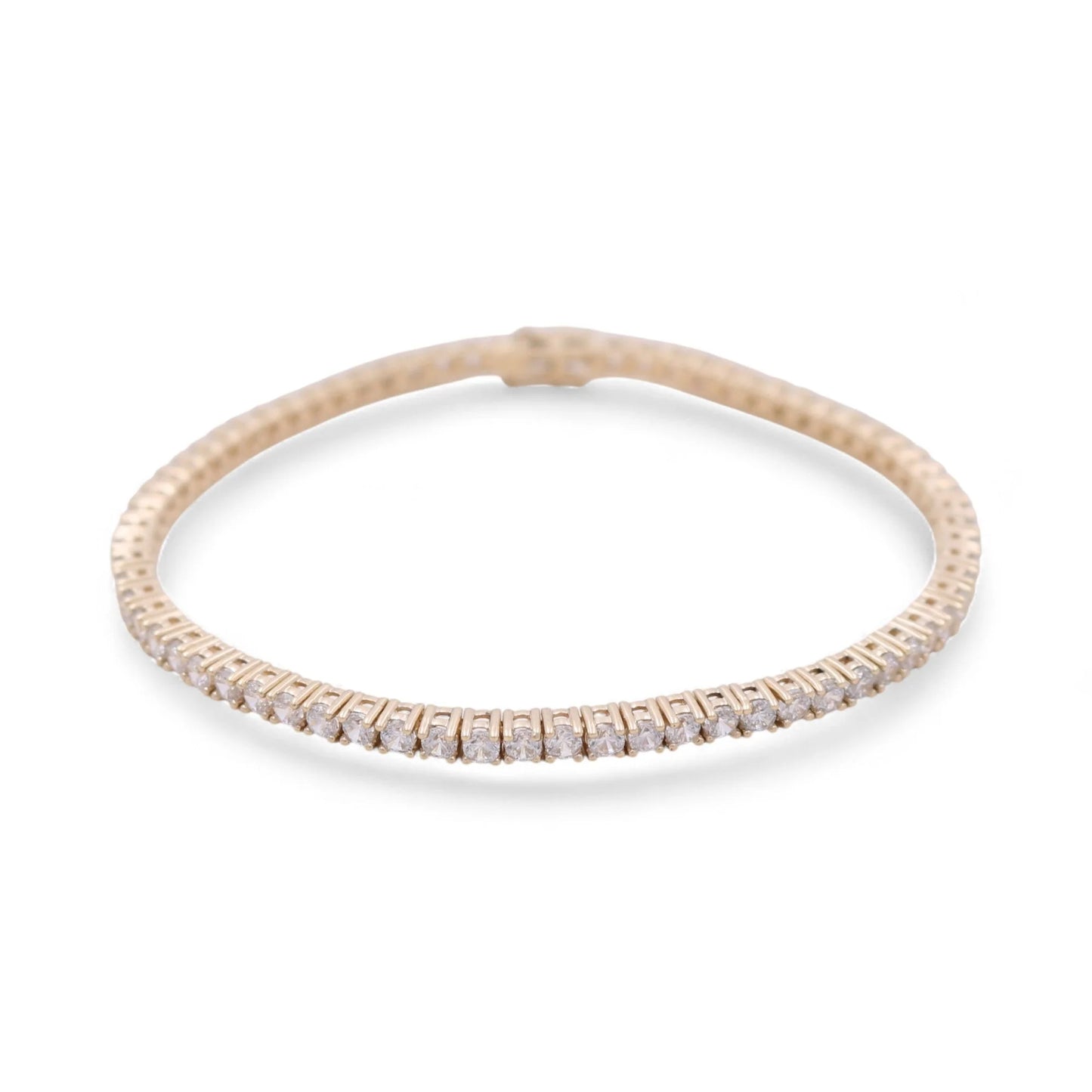 10K Yellow Gold Semisolid Tennis Women’s Bangle Bracelet with Cz / Weight: 9.4 GR