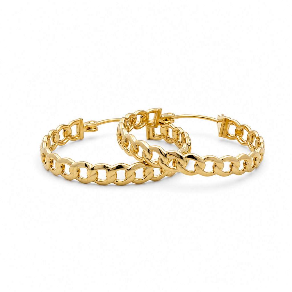 14K Yellow Gold Fashion Hoops Earrings / Size:3.5mm X 25.5mm / Weight: 3.9 GR / IEEEH4FS3.5X25.5