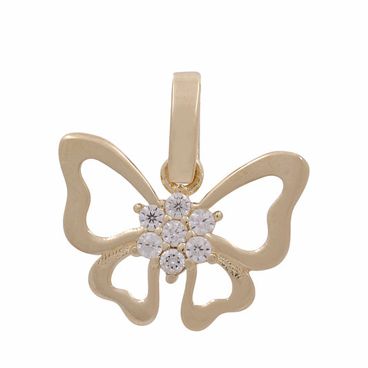Colgante de mariposa en oro amarillo de 10 quilates / circonita cúbica / Peso: 0,5 gr / DPPD0BF-1