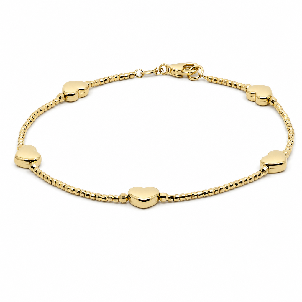 14K Yellow Gold Women's Bracelet with Heart / Size: 7'' / Weight: 2.6 GR / CXWB4HR-7