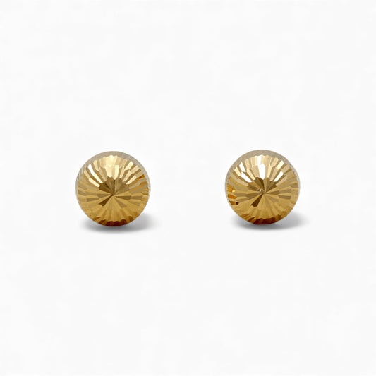 14K Yellow Gold Dormilon Stud Earrings with Diamond Cut / Weight: 1.4gr / COES4FS-34